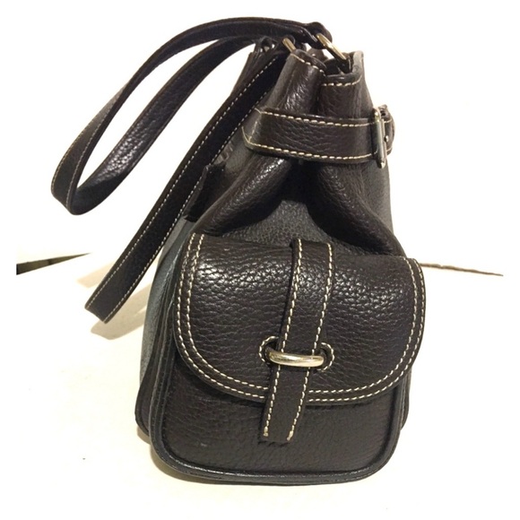 Dooney & Bourke Black Leather Shoulder Bag with Gold Hardware and Buckle Details - Picture 8 of 12